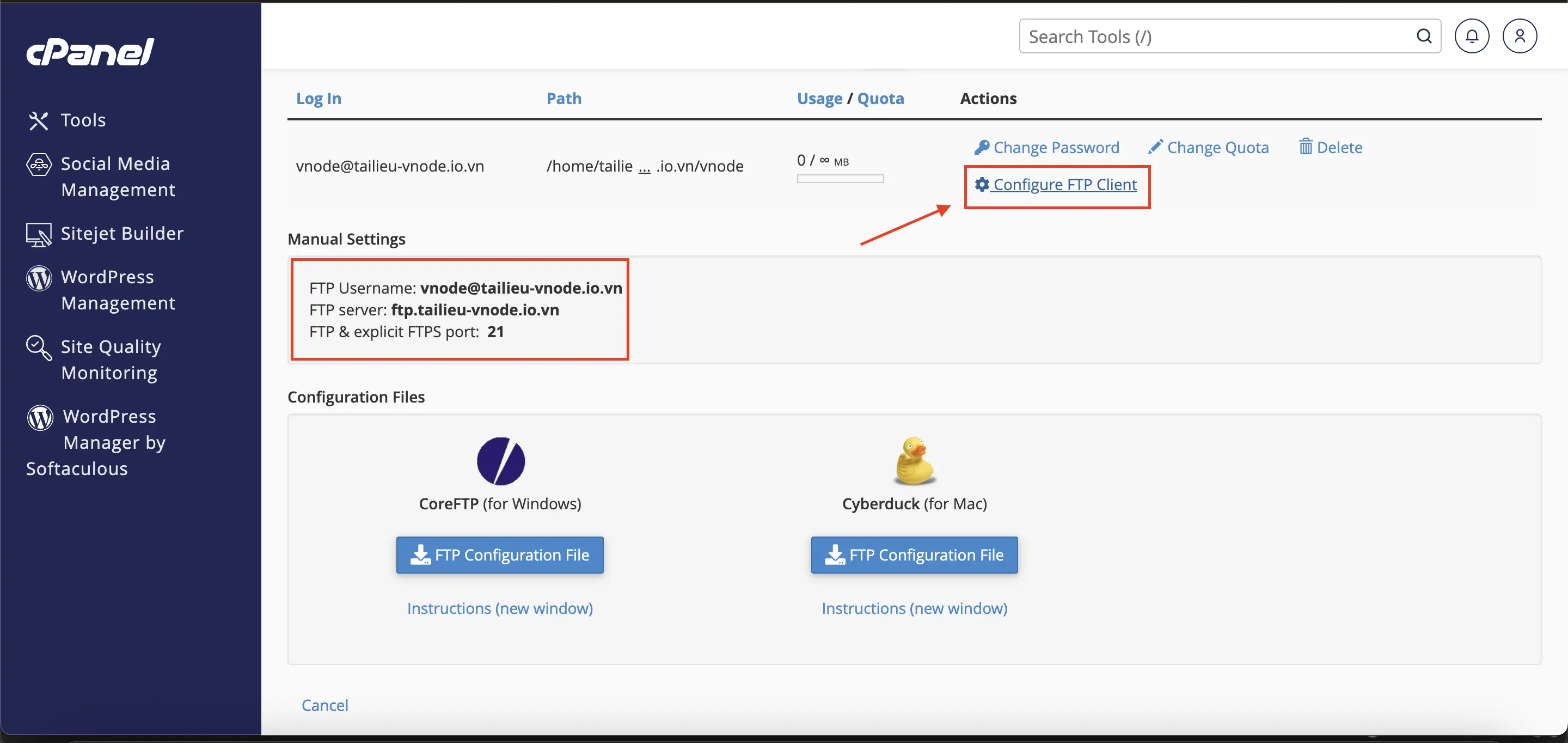 Hướng Dẫn Tạo Tài Khoản FTP Và Upload/Download File trên cPanel