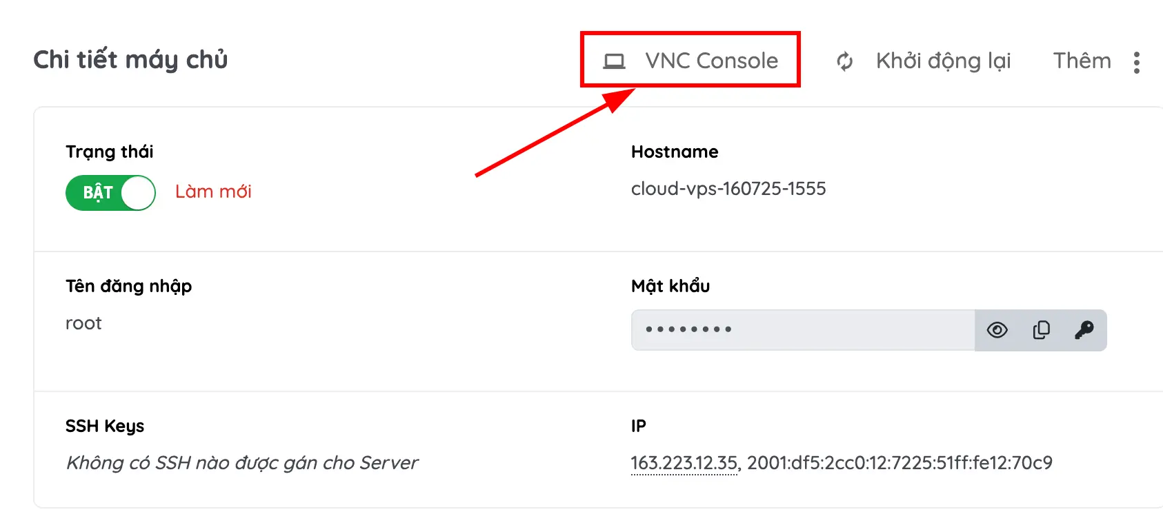 Huong Dan Console Vao Vps Vnode 01