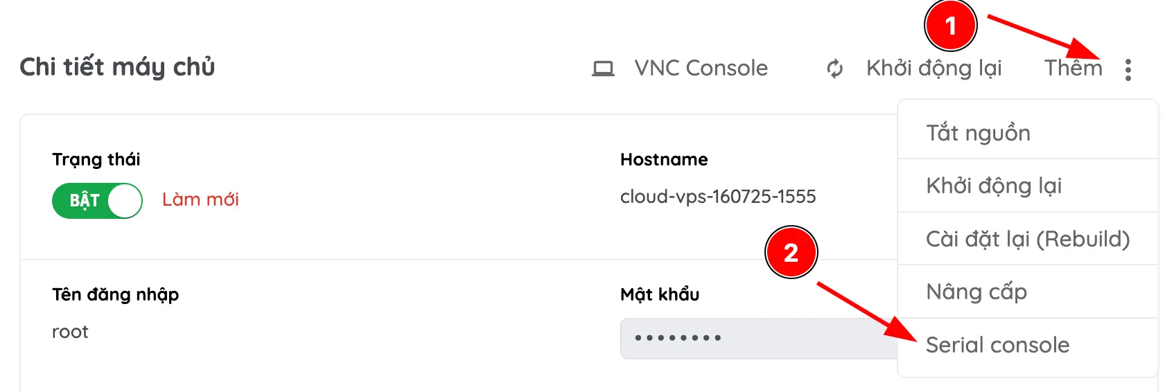 Huong Dan Console Vao Vps Vnode 03