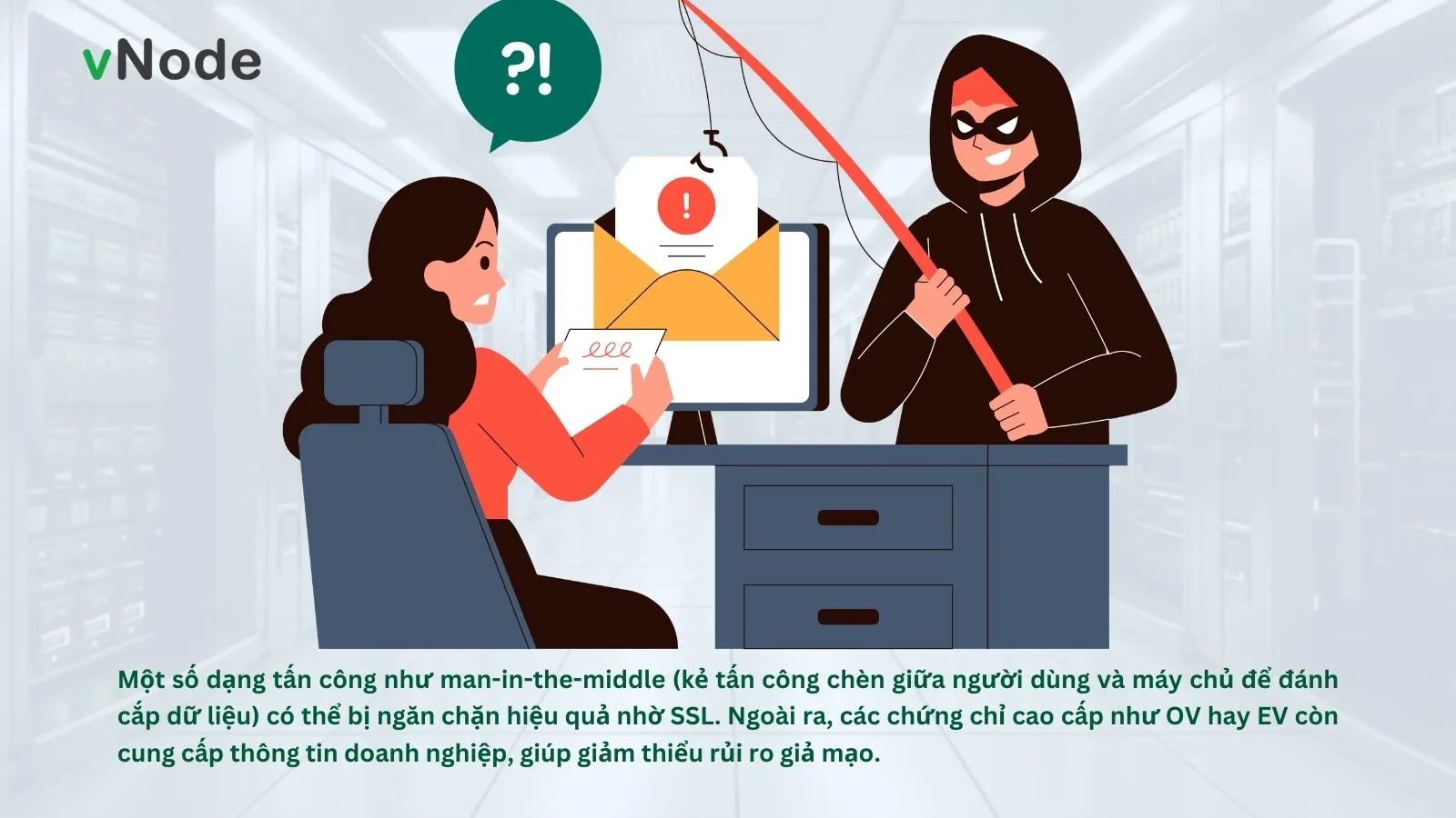 Hình minh họa hacker bị chặn bởi tường lửa hoặc hệ thống bảo mật.