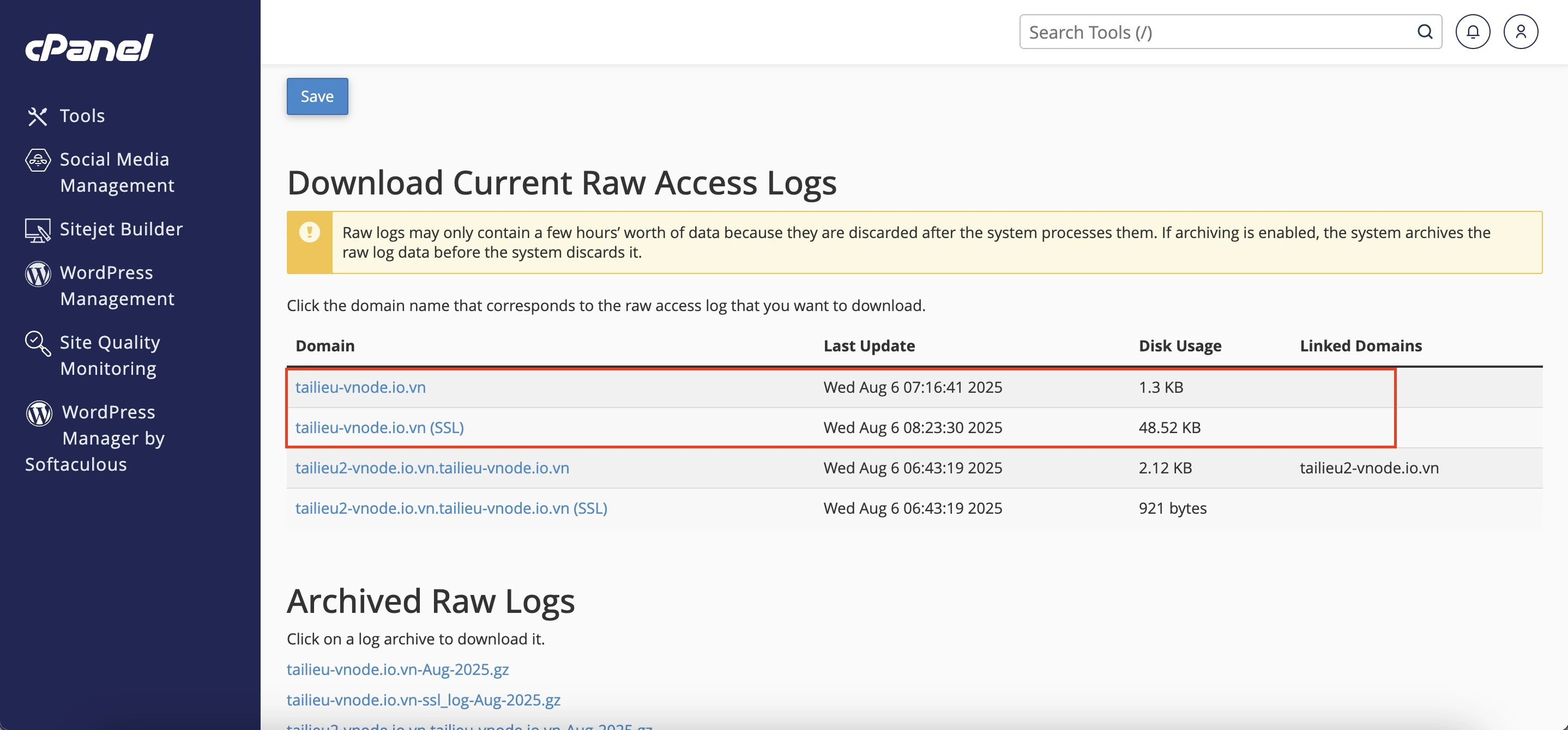 Hướng dẫn xem log của website trên cPanel (Access log, Error log)