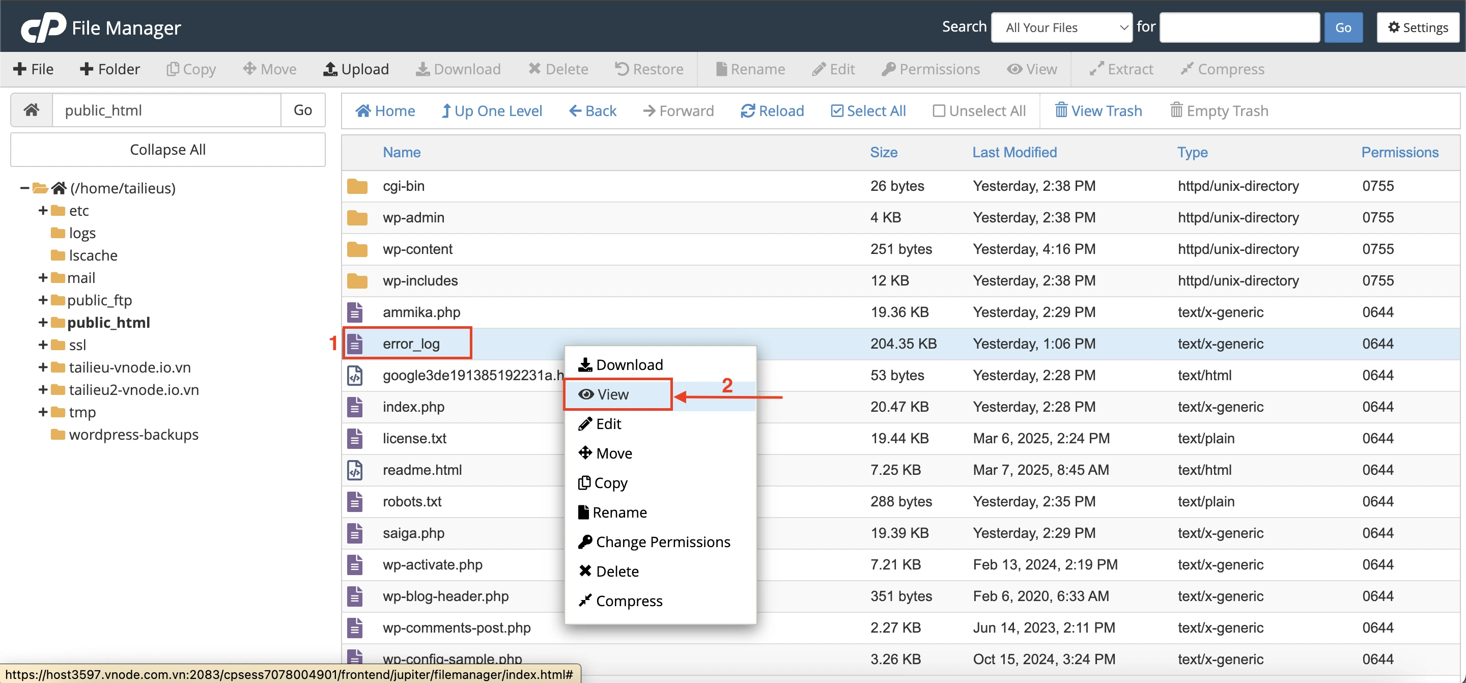 Hướng dẫn xem log của website trên cPanel (Access log, Error log)