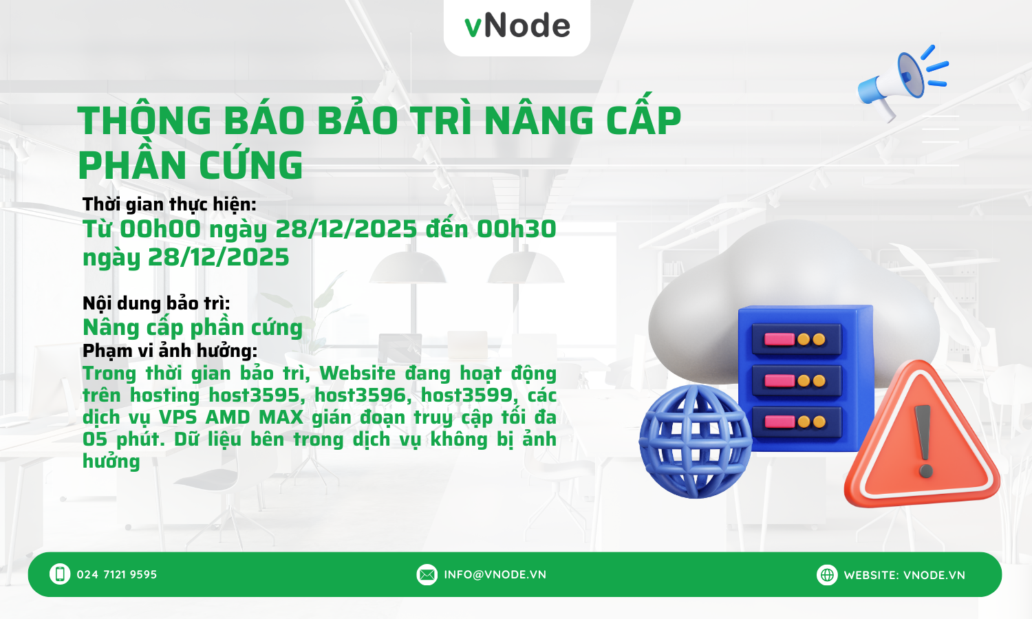 THÔNG BÁO VỀ VIỆC BẢO TRÌ NÂNG CẤP HỆ THỐNG