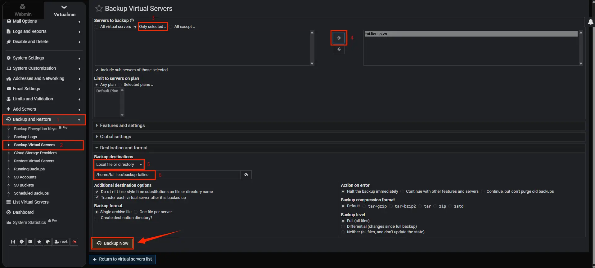 2.backup Restore Virtualmin