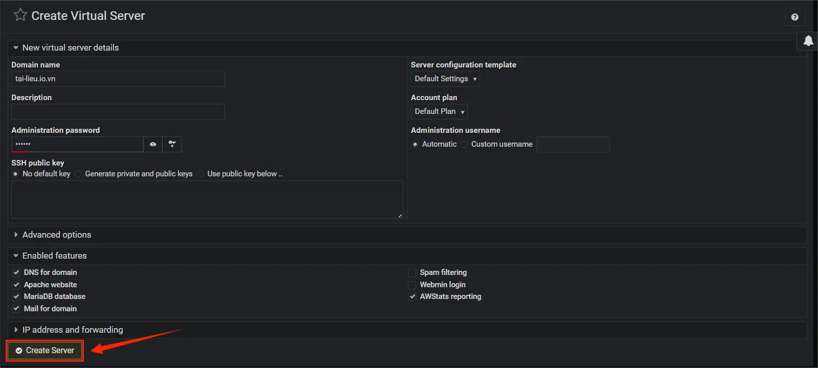 2.create Virtual Server