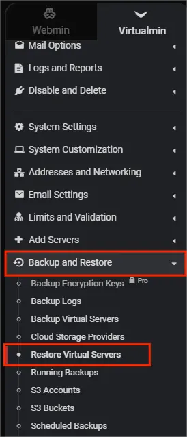 4.backup Restore Virtualmin
