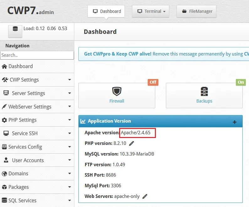 1.cchange Apache Version