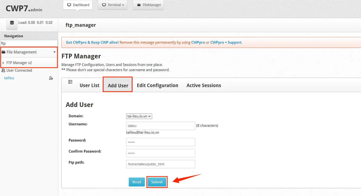 1.create Ftp Account