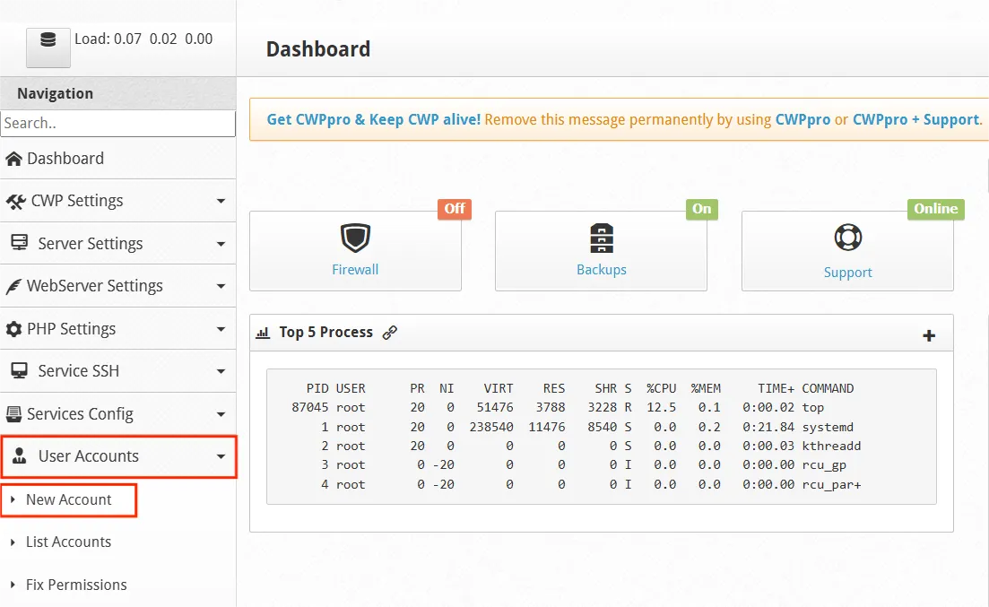 1.create User Account