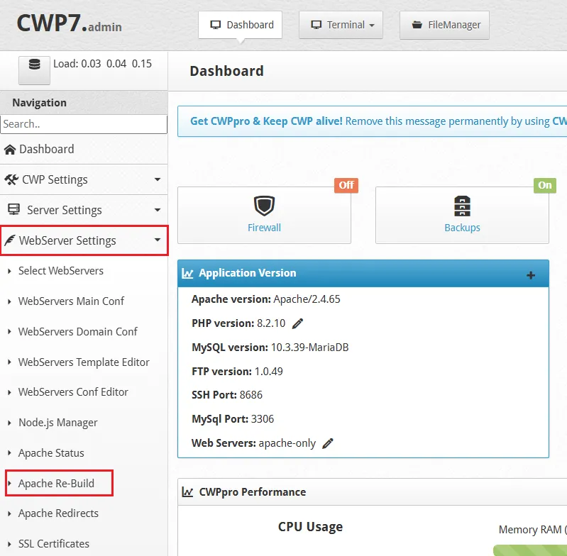 2.change Apache Version