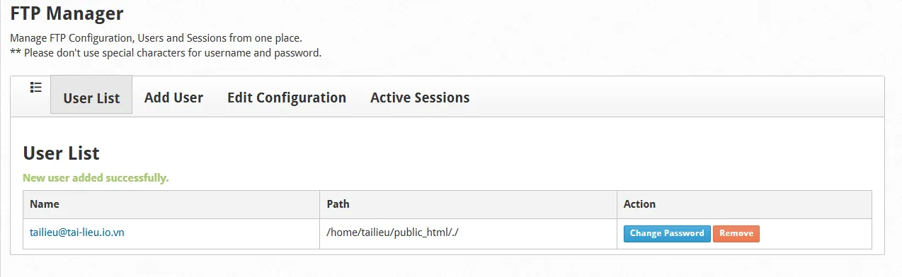 2.create Ftp Account