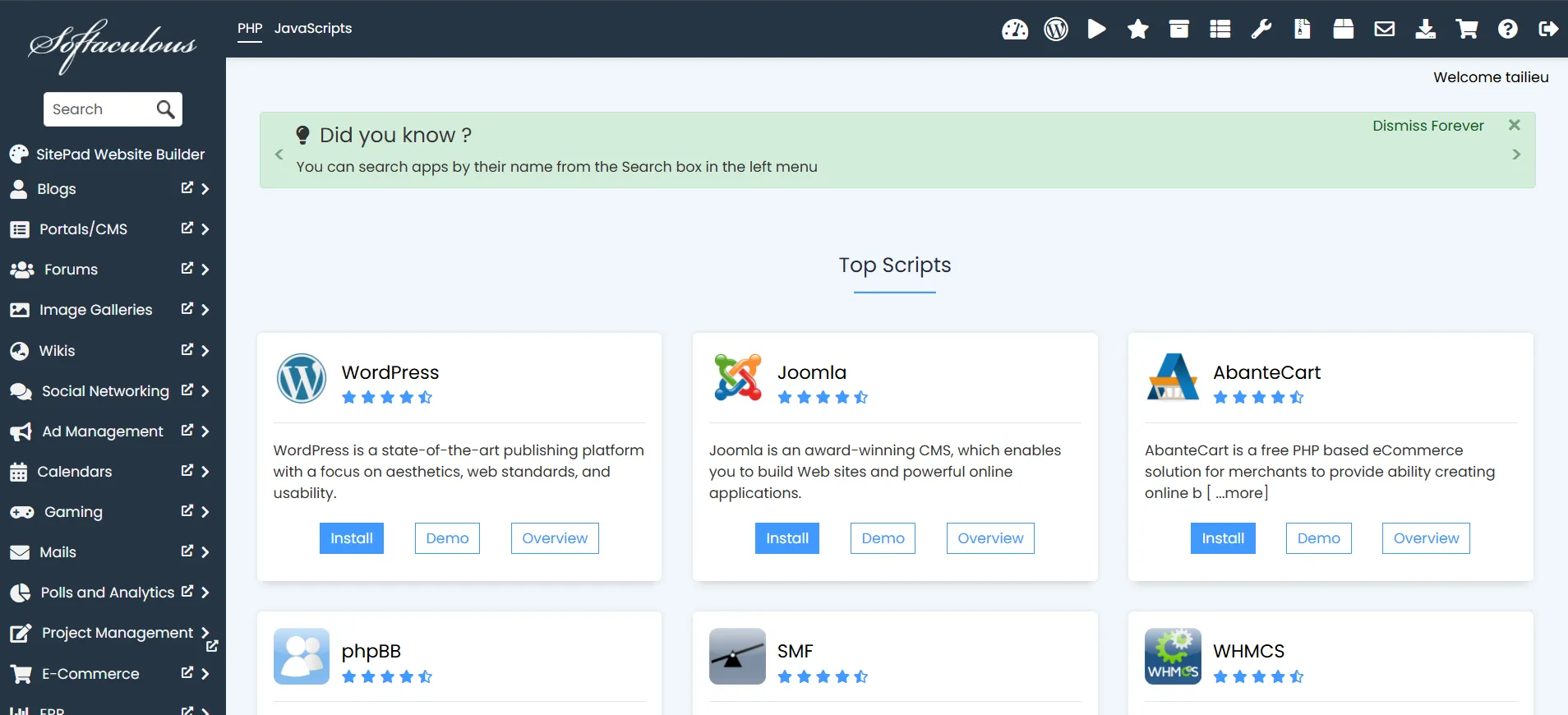 5.install Softaculous