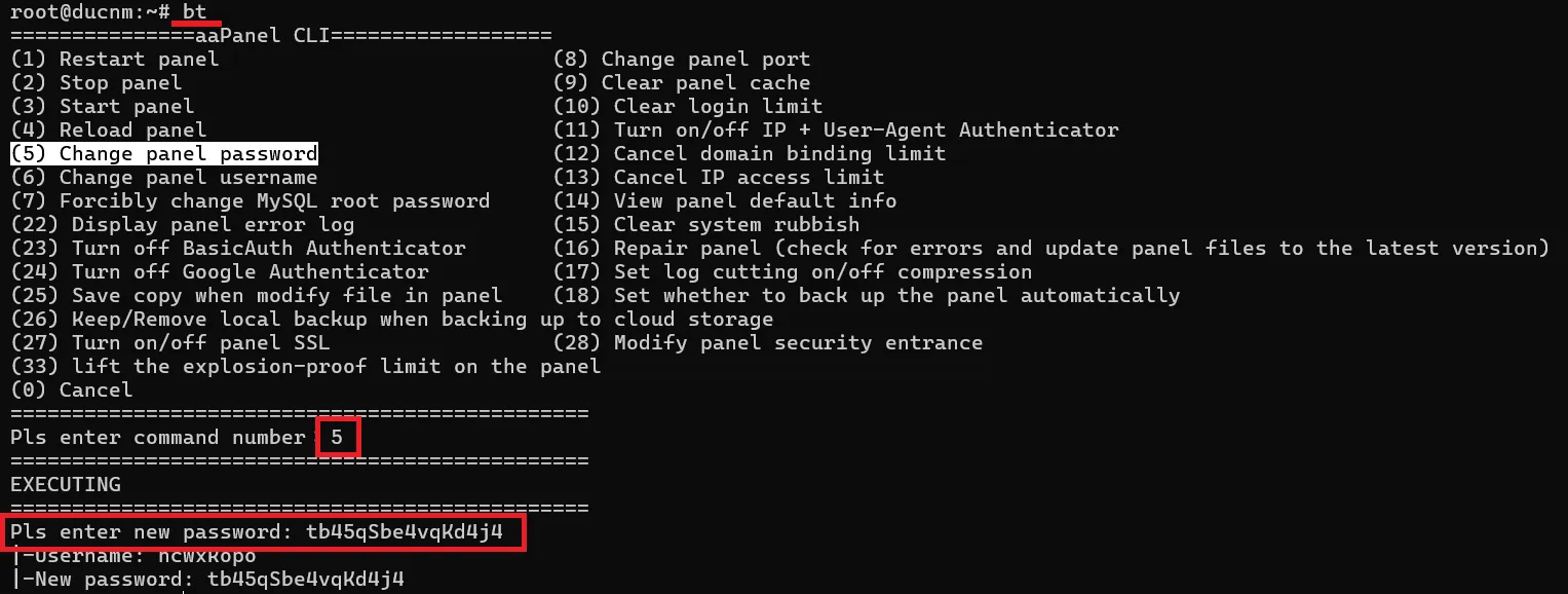 2.change Info Aapanel