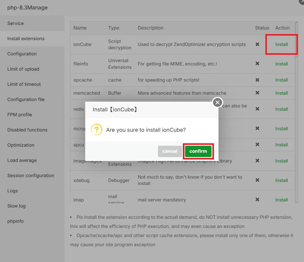 3.extension Php Aapanel