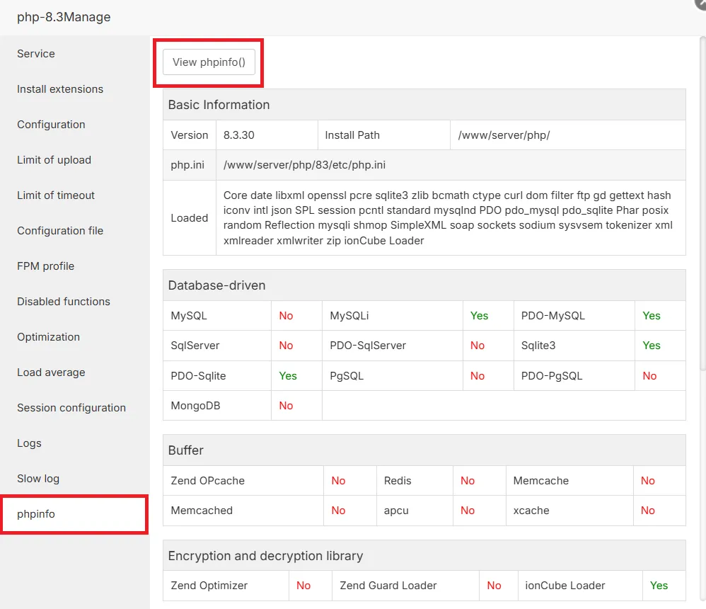 5.extension Php Aapanel