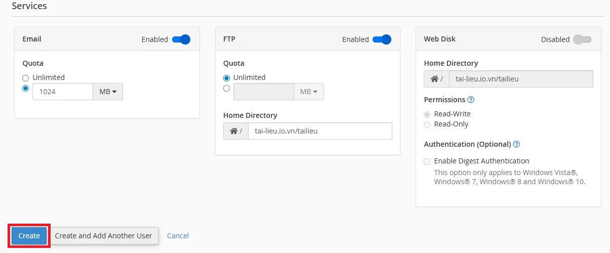 6.user Account Cpanel