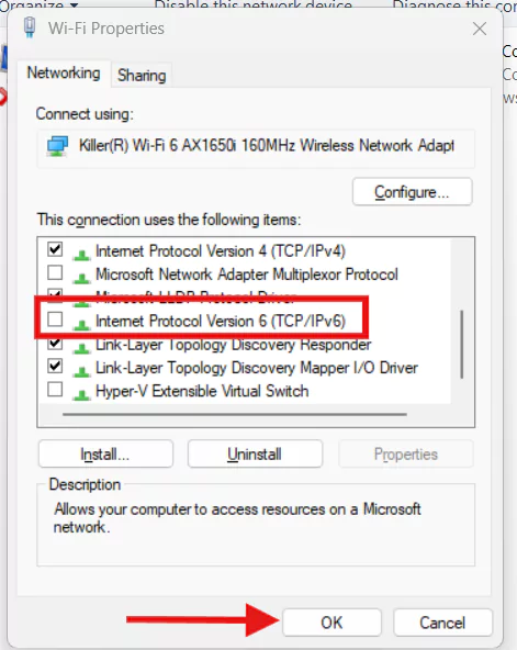 Tắt IPv6