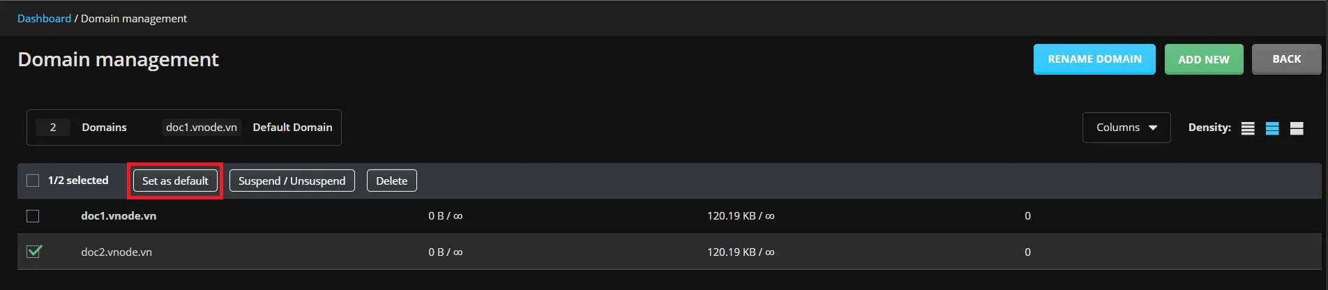 2.change Main Domain Da