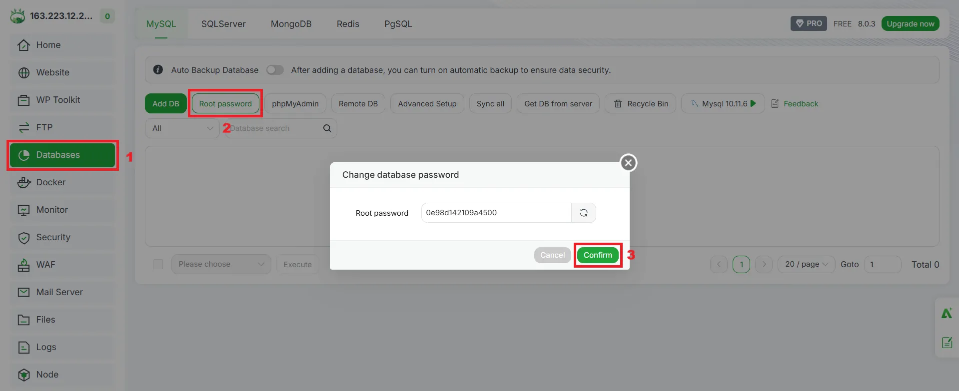 2.change Password Mysql