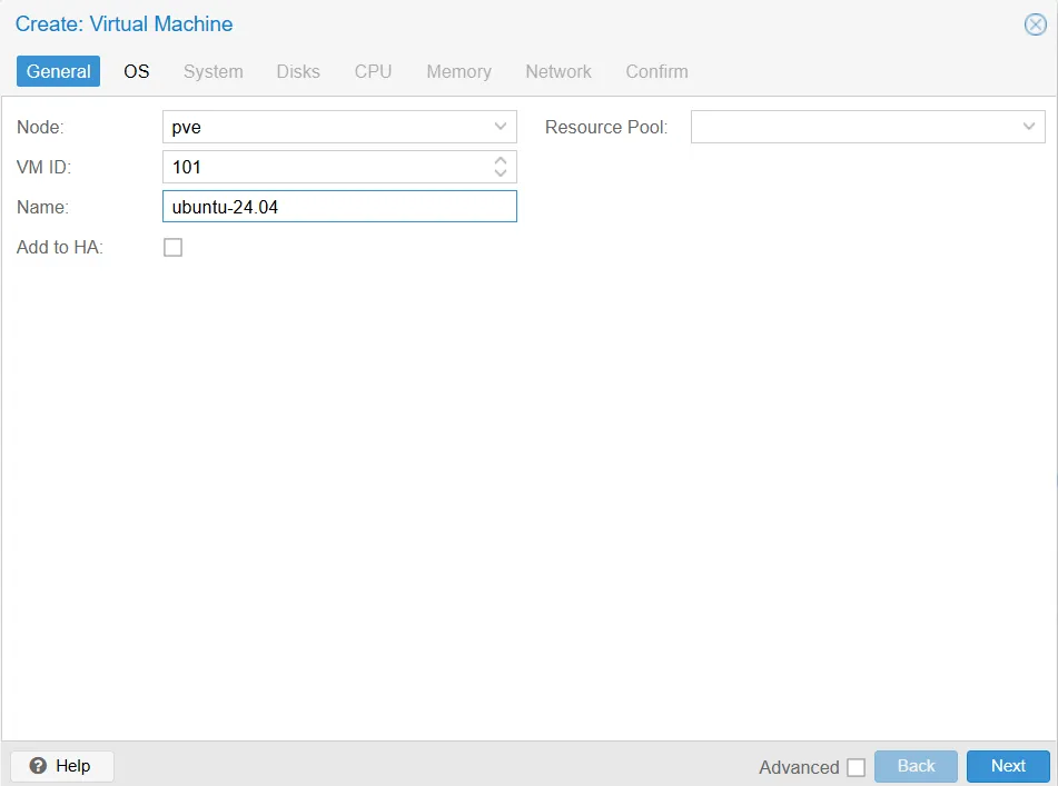 Create Vm1