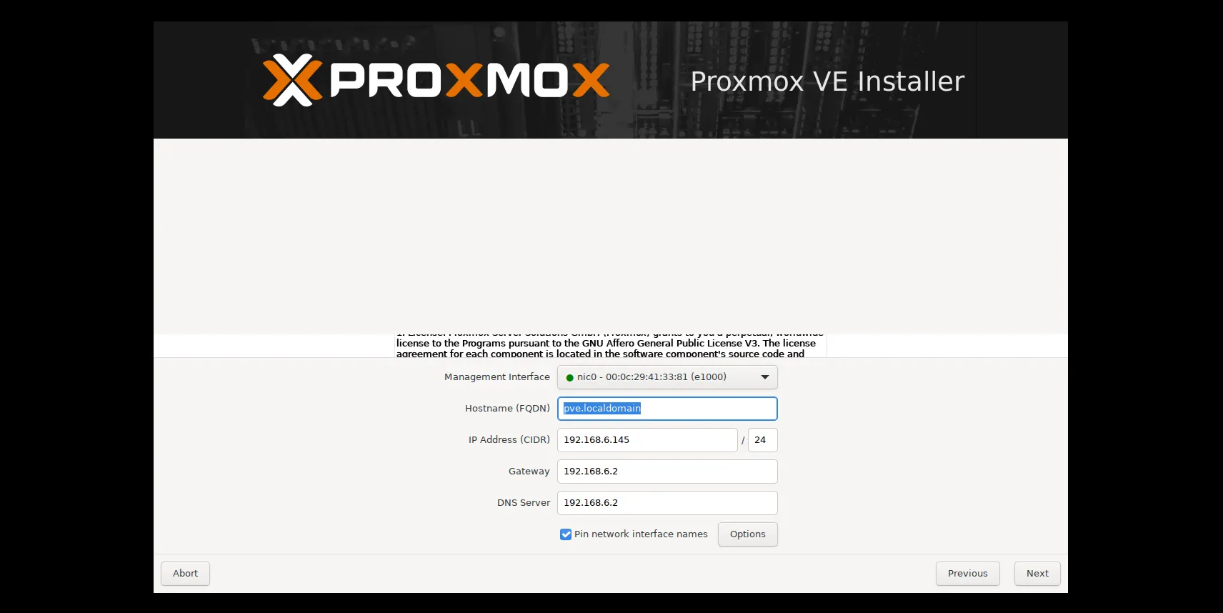 proxmox ve Network