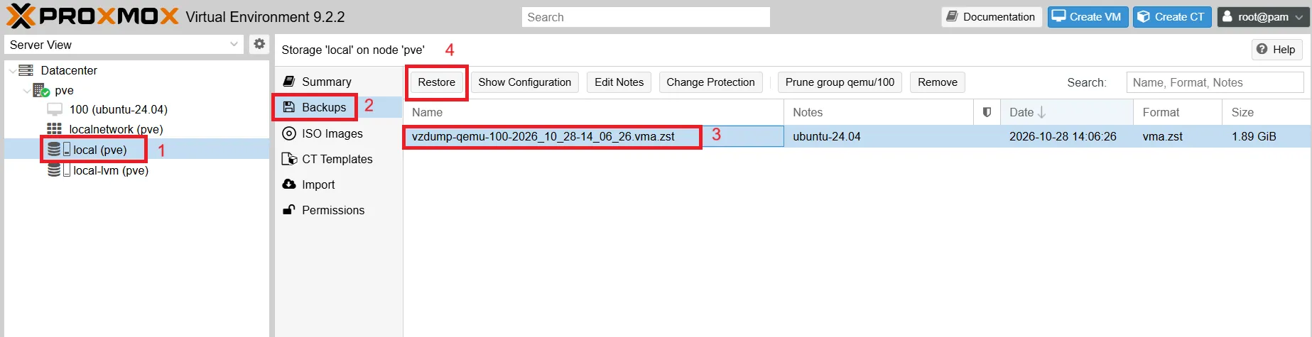 Restore Vm