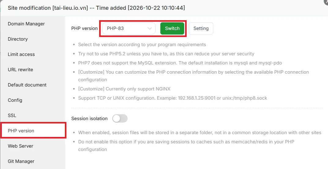 Update Php Aapanel3