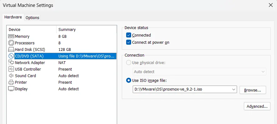 Vmware Setting