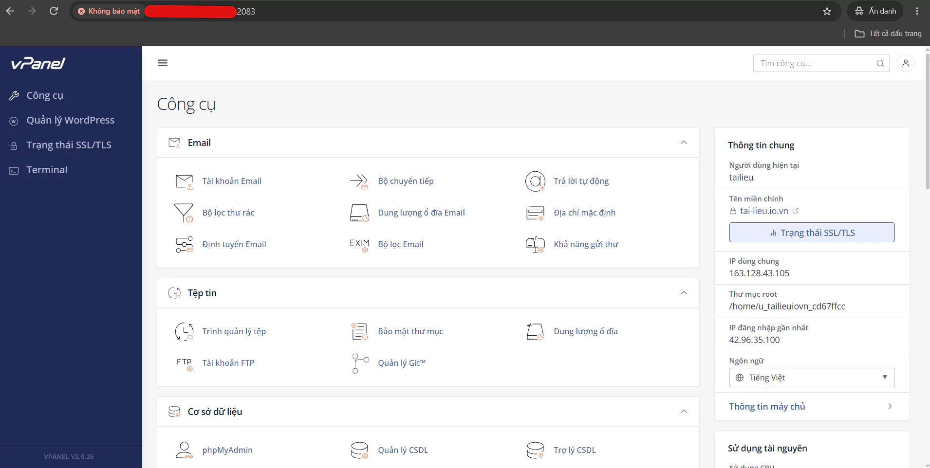 Tạo Hosting Account Trên vPanel